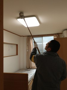 火災感知器作動点検中